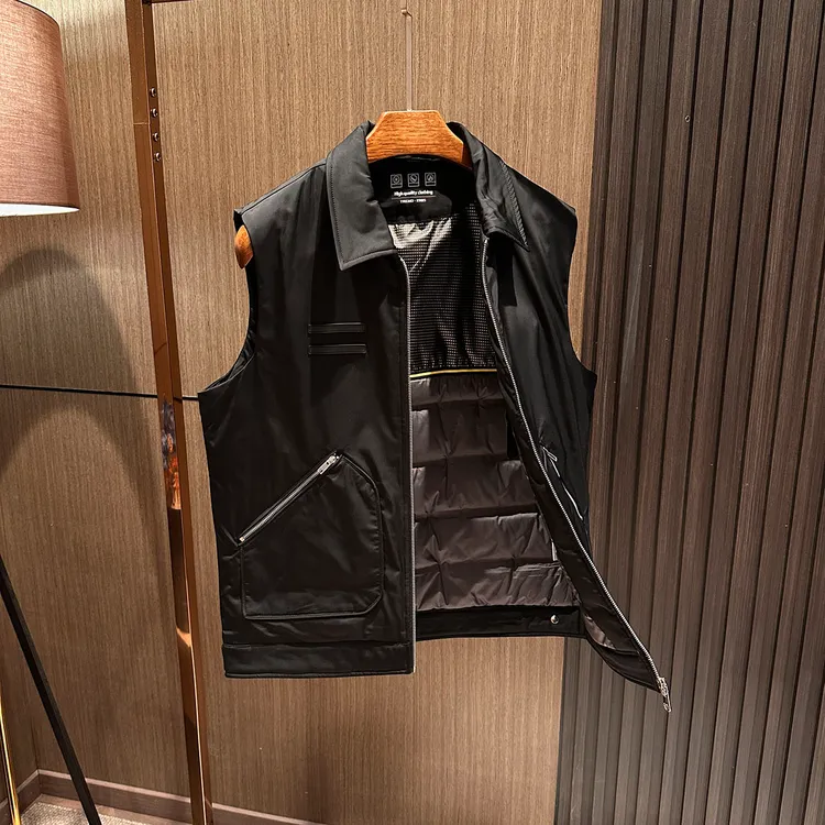 【意式经典老钱 保暖外搭】2025冬装新款男士高品质翻领羽绒马甲