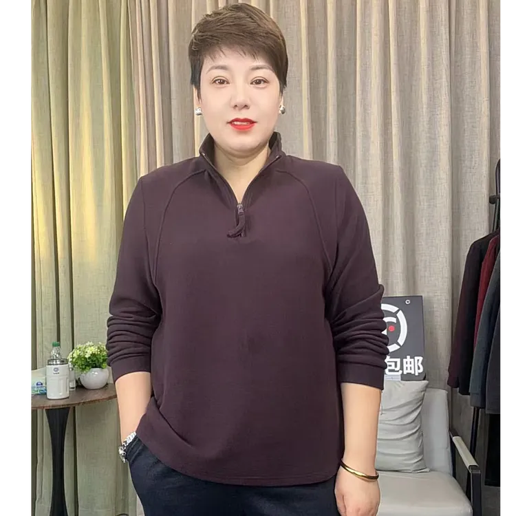 秋冬季新款半拉链双面绒加肥加大版打底衫25-905