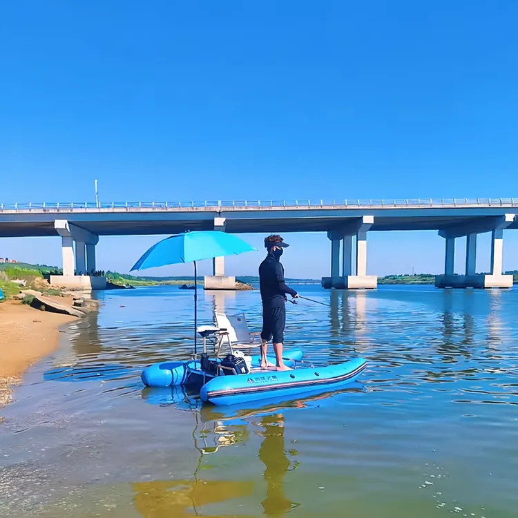单人双体浮筒钓鱼平台船便携充气浮筒路亚筏钓皮划艇钓鱼船橡皮艇