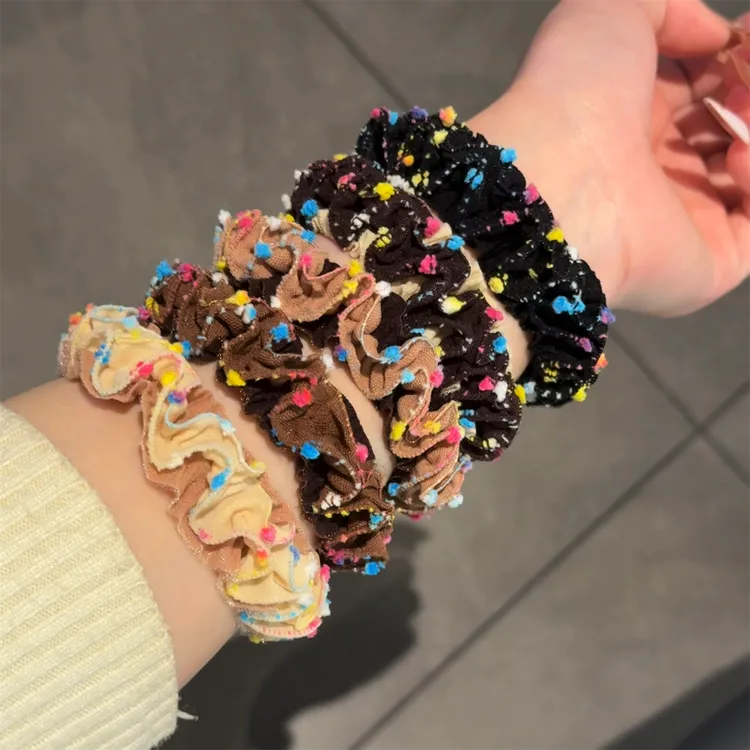 加粗彩色豆豆发圈耐用高弹力马尾头绳网红百搭双层小肠圈气质发饰