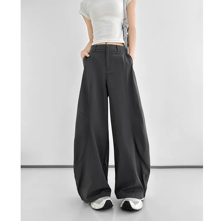 阔腿弯刀裤女夏季时尚百搭薄款2025年高腰显瘦休闲宽松束脚气球裤