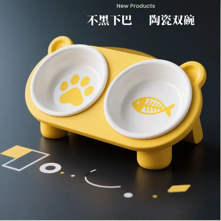 喂食喂水一体创意陶瓷猫碗倾斜可爱狗狗猫猫咪养猫必备物品猫食碗商品图