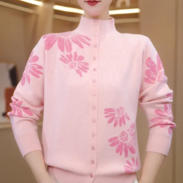 MY835雏菊松云2026新款长袖毛衣女漂亮套头立领上衣女外搭保暖