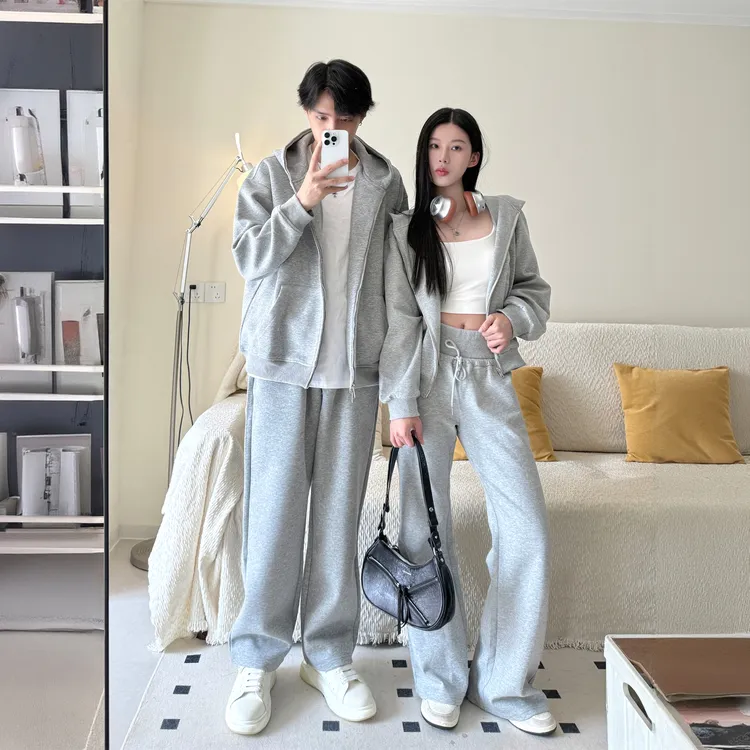 25新款情侣装秋装一整套全身卫衣连帽两件套装百搭休闲外套加裤子