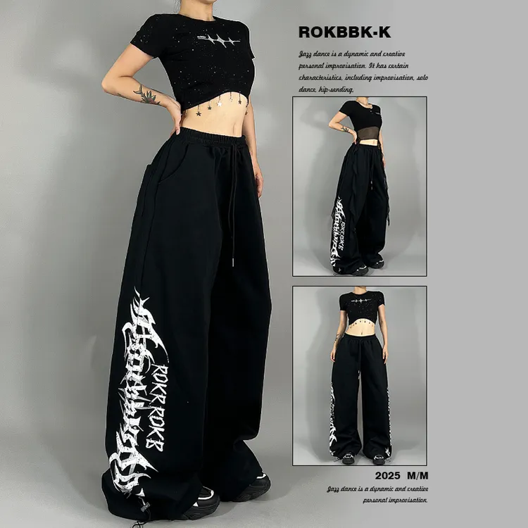 ROKBBK-K布韩街舞潮牌2025新款街头暗黑休闲长裤女爵士舞