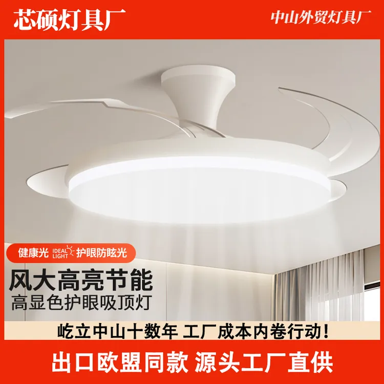 风扇灯2025年新款吸顶隐形家用客厅餐厅卧室带电扇一体吊扇灯
