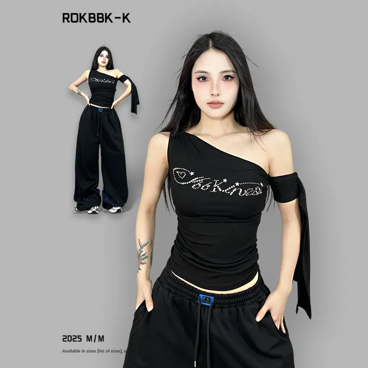 ROKBBK-K布韩街舞潮牌夏季复古辣妹显瘦吊带设计感气质上衣