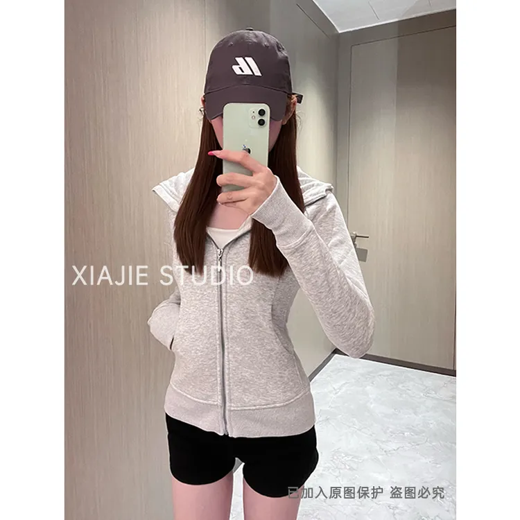 修身卫衣外套连帽女上衣2025新款春秋显瘦百搭早秋薄款出游服装女