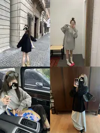 两色 Quan 羊毛 慵懒范羊毛卷边针织 宽松ju显瘦
