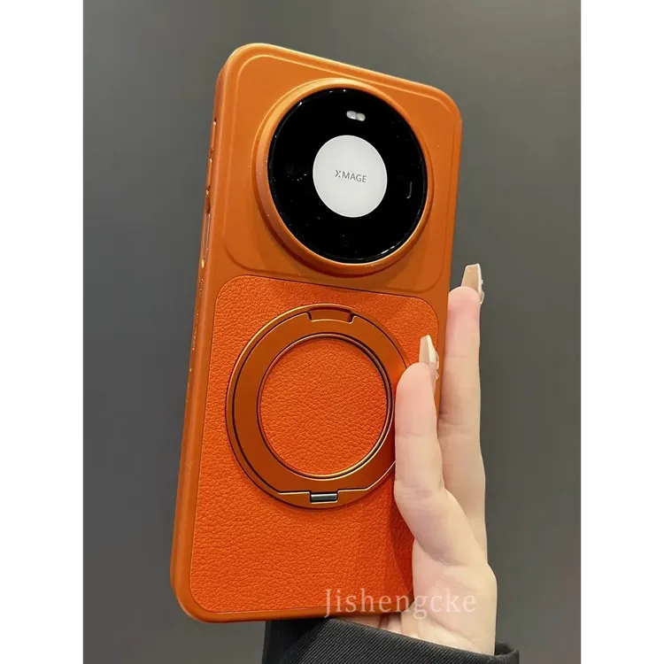 复古拼接素皮适用华为mate80Promax磁吸支架手机壳旋转70/pro时尚