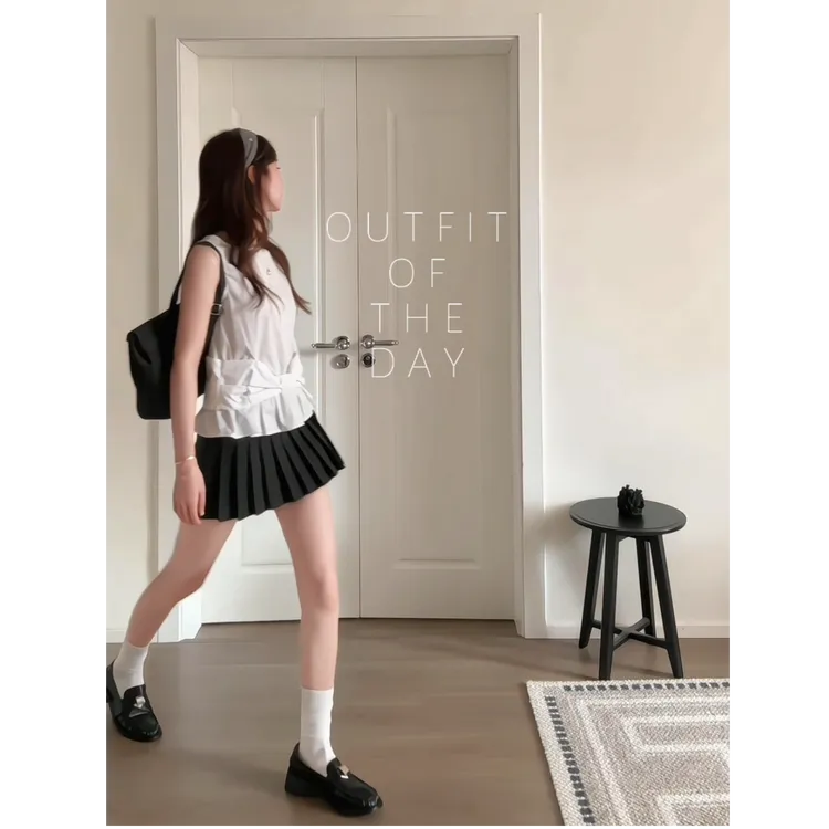 MARIE.COCO法式无袖上衣女夏季荷叶边收腰显瘦超美背心半身裙套装