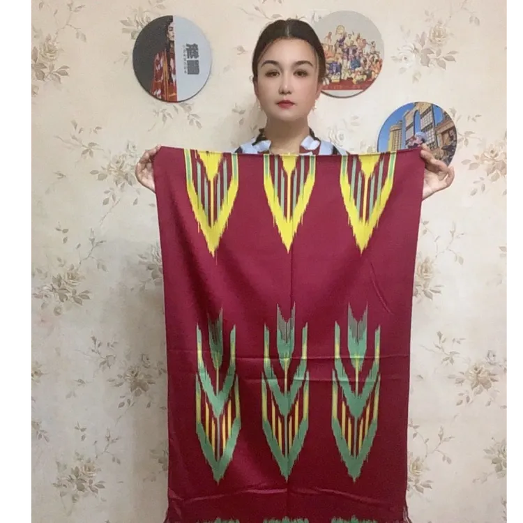 秋冬最新款新疆和田艾德莱斯围巾60x180cm纯棉手工染