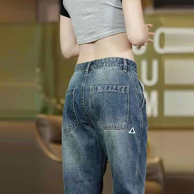 秋季新款男士牛仔裤复古水洗百搭潮流宽松无弹直筒牛仔长裤子男