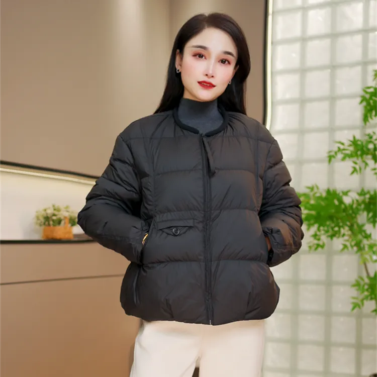 短款羽绒服女2025新款小个子爆款韩版宽松圆领90白鸭绒时尚外套冬