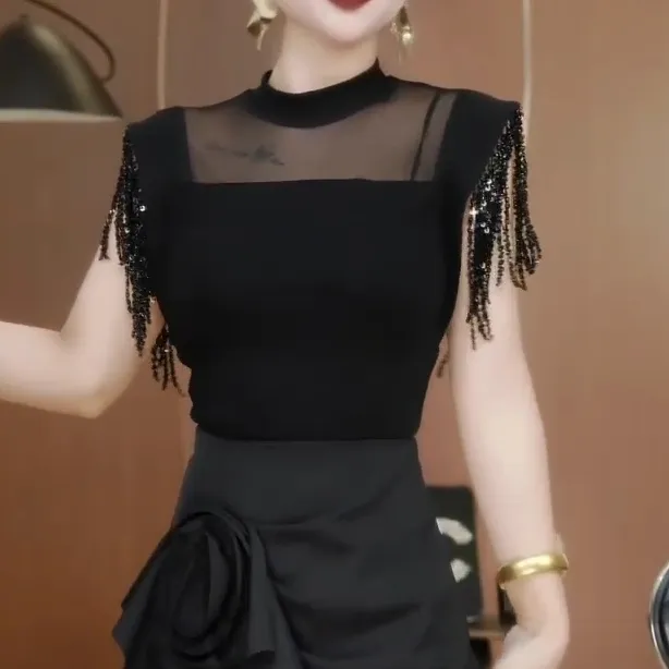 【运费全额补贴】纯欲风法式飞飞袖2025设计新款圆领气质百搭女上衣