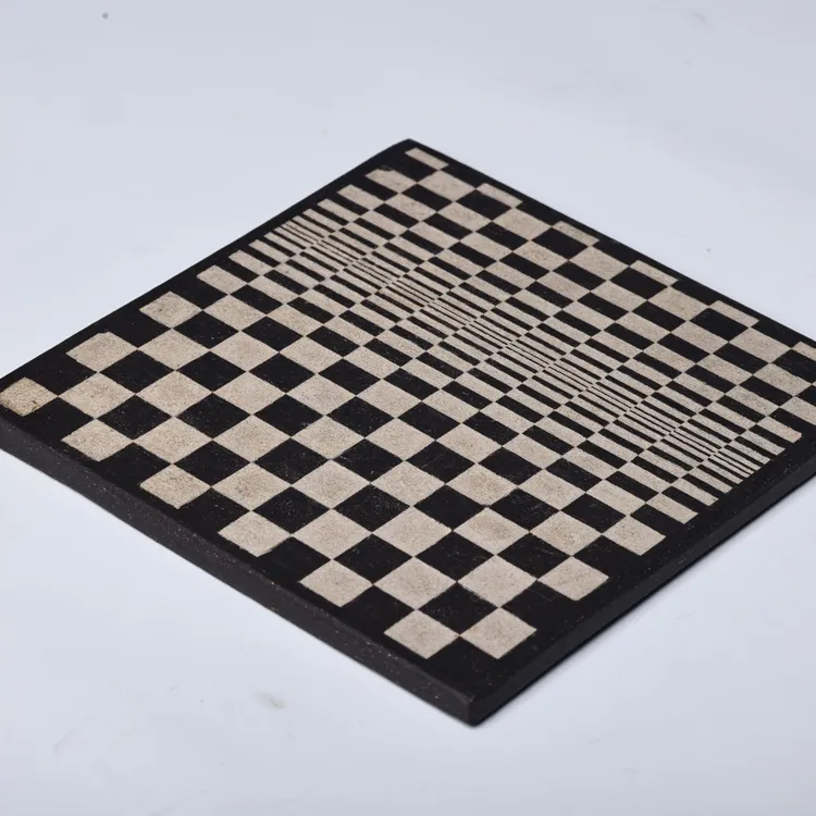 三川堂紫砂创意紫砂嵌泥方盘家用(款式随机)方形黑色