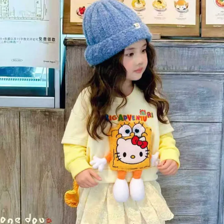 儿童卫衣秋冬季新款女宝儿长袖T恤立体玩偶春秋装2025新款海绵