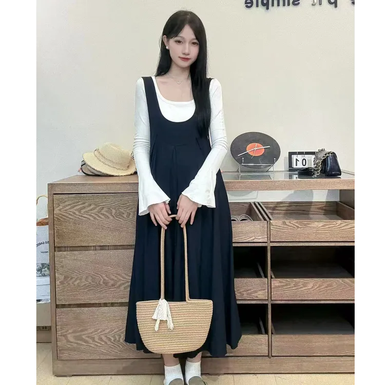 孕妇装新款2025减龄气质休闲孕妇背心裙搭配宽松打底衫孕妇套装