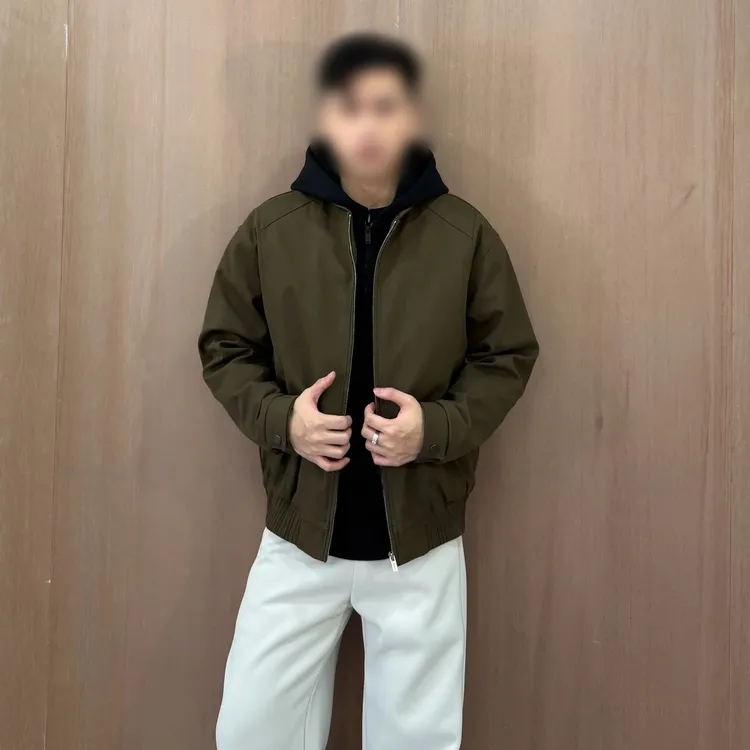 秋冬季拼接设计感假两件连帽时尚保暖夹克外套加厚加绒男士百搭