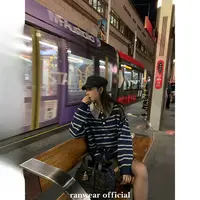 Ranwear 缪缪学院 很有腔调的毛衣撞色条纹polo套头学院风
