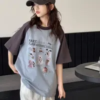 撞色款女童擦肩短袖001
