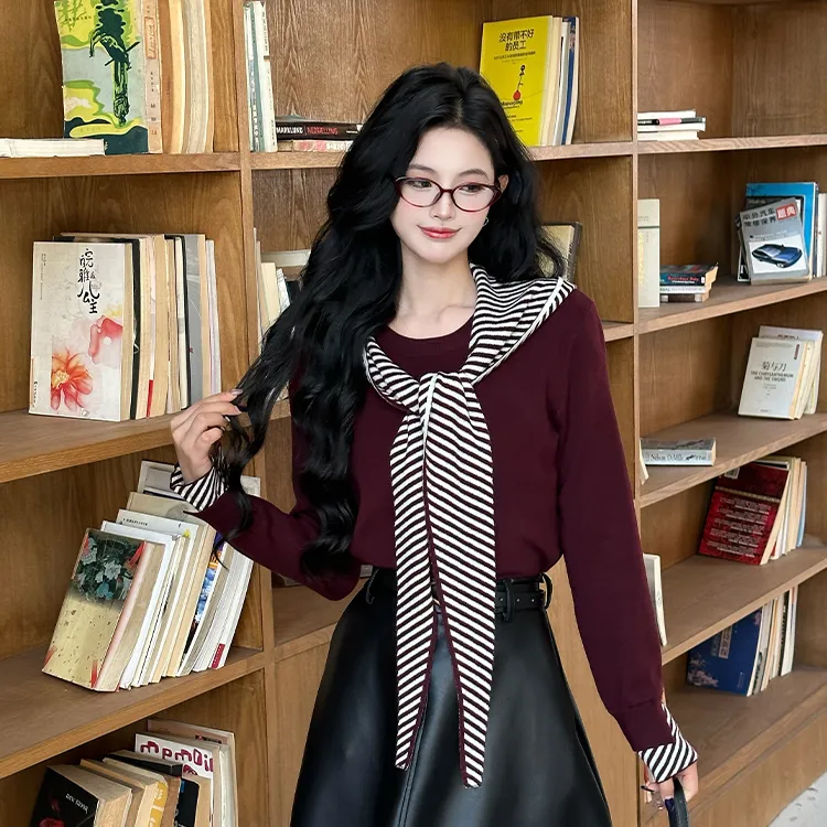 1434大码女装秋冬新款胖妹妹可拆卸披肩针织衫洋气百搭长袖上衣