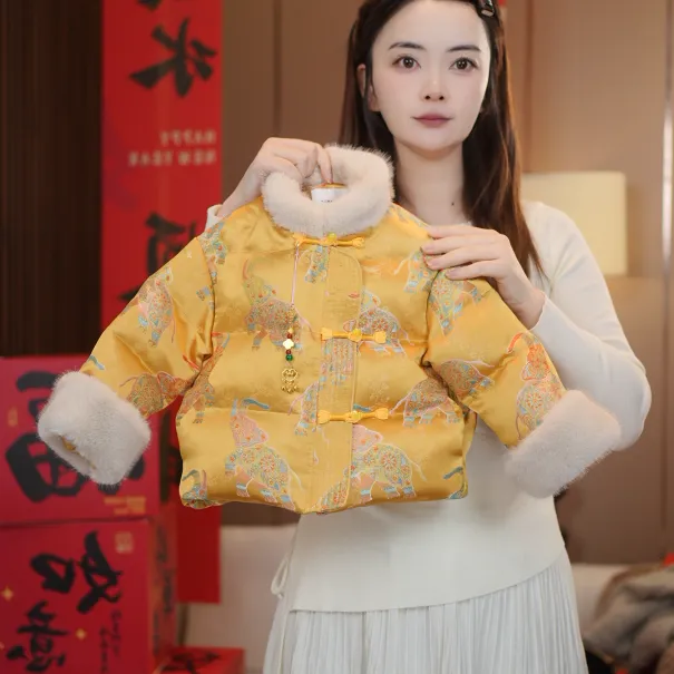2025冬季儿童新款加厚保暖新中式中国风棉服加绒