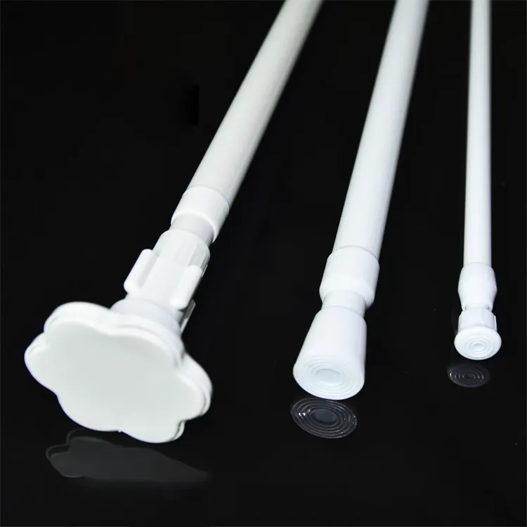 白色多功能免打孔安装迷你撑杆伸缩杆窗帘浴帘杆卫生间收纳晾衣杆