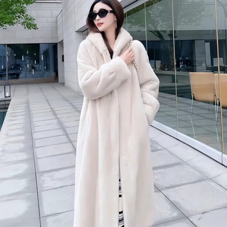 【金标正品】海宁连帽长款米兰貂气质百搭高端大衣