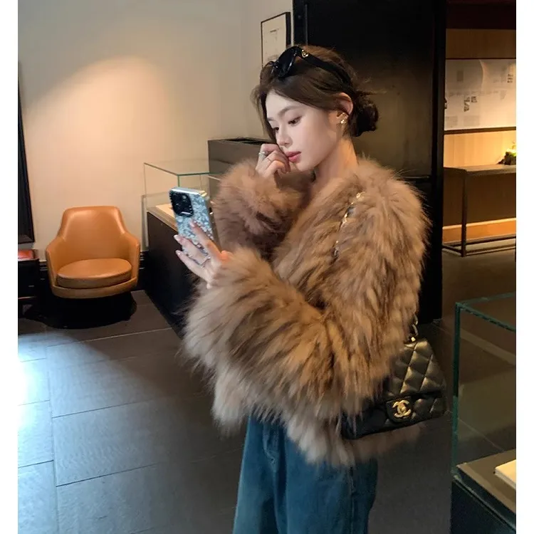 红人上新 1987 fur 进口貉子毛皮草车条网红外套女显瘦气质短款