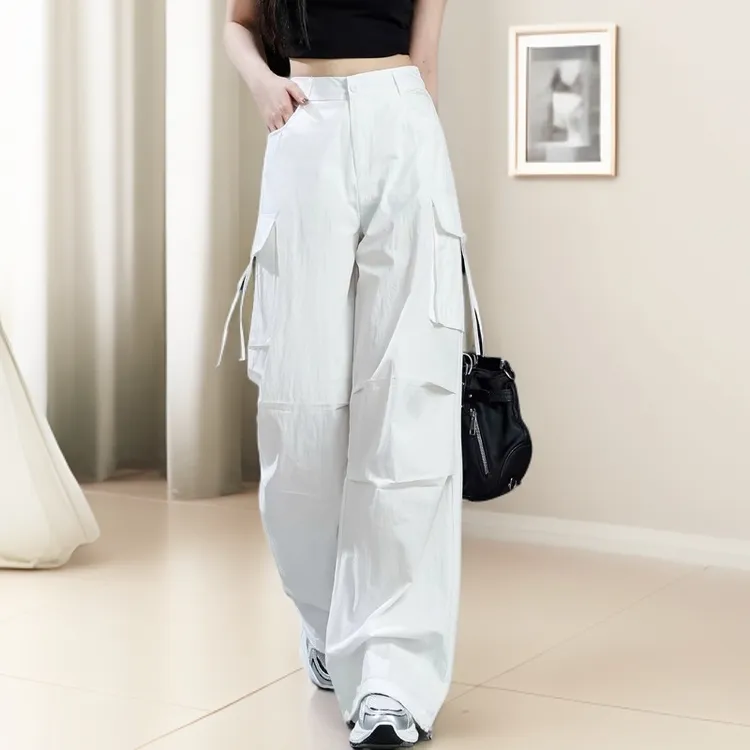 速干运动裤女夏薄款爆款休闲裤白色女裤子2025新款工装裤降落伞裤
