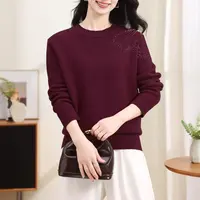 中老年妈妈装加绒款圆领毛衣针织衫洋气加厚35992