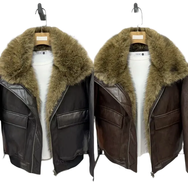 冬季新款男士休闲时尚百搭韩版轻奢毛领加棉皮衣夹克上衣外套韩版