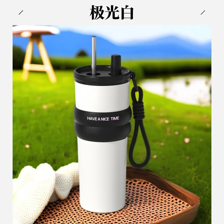 新水杯夏季大容量保温水杯简约潮玩水杯子冰霸杯陶陶瓷内胆保温杯