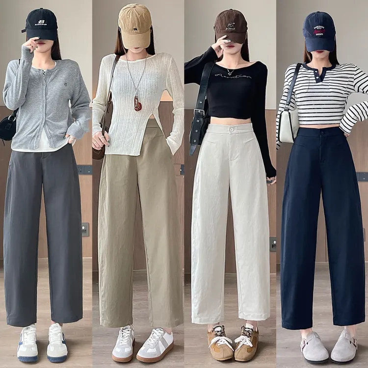 【初秋新款】休闲高腰显瘦百搭小个子八分九分裤春秋窄板镰刀裤女