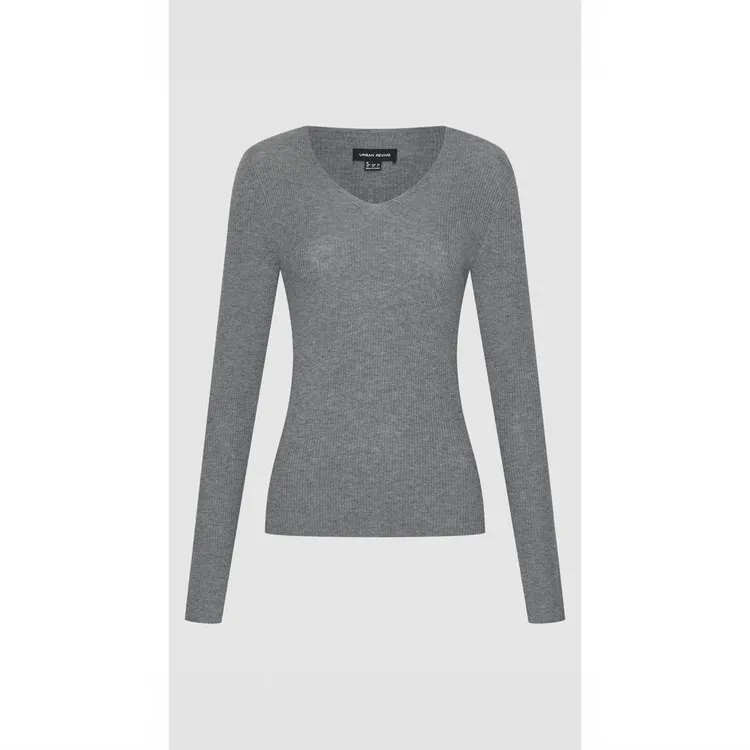 UR2025秋季新款女装简约休闲纯色百搭V领针织衫UWB950009