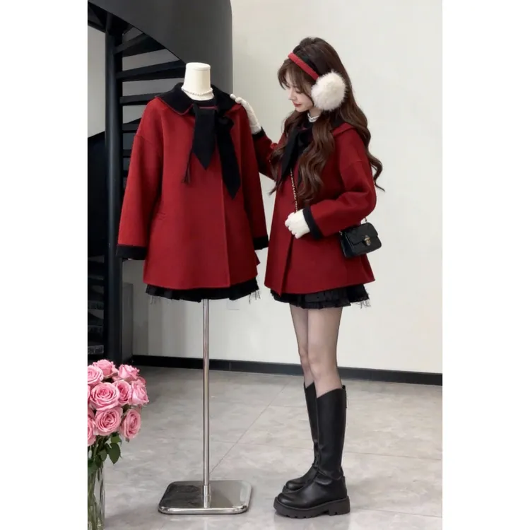 冬季时尚一整套女装2025新款韩版宽松连帽外套百搭连衣裙两件套潮