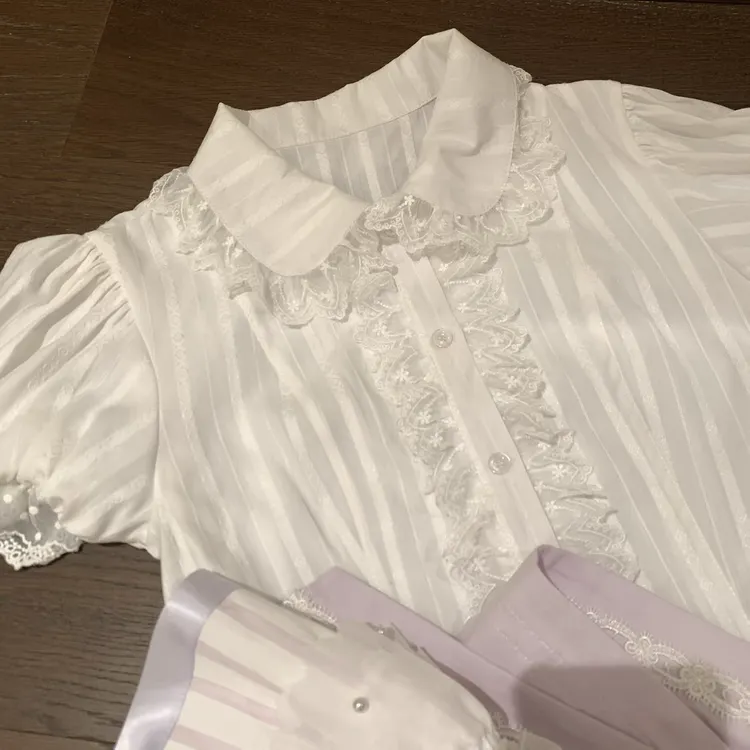 【百搭短袖内搭】白色可爱Lolita裙衬衫内搭 夏季甜美公主风格