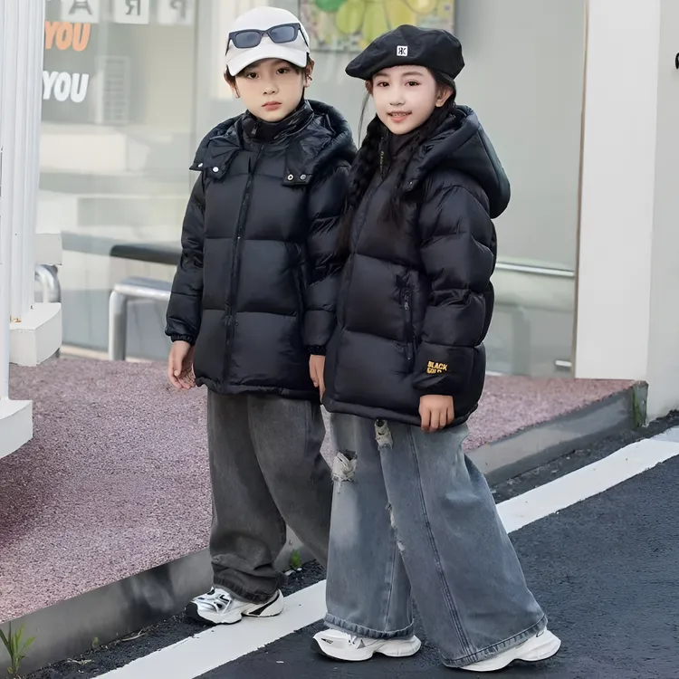 【现货运费险】2025儿童羽绒服黑色金标男女童加厚外套01