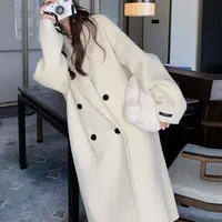 燕麦色双面毛呢大衣2025秋冬新款韩版宽松中长款爆款呢外套女868