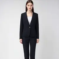 1859黑色西装套装裤女秋冬高级感2025新款职业正装工作服无领西服