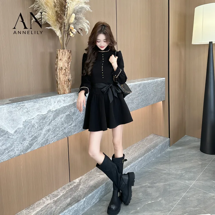 ANNELILY安琪琪【可璇】新款上新高级感温柔连衣裙AQ2509093