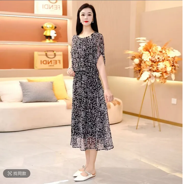 【SJYH1131】2025年夏季新款时尚优雅减龄连衣裙显瘦气质