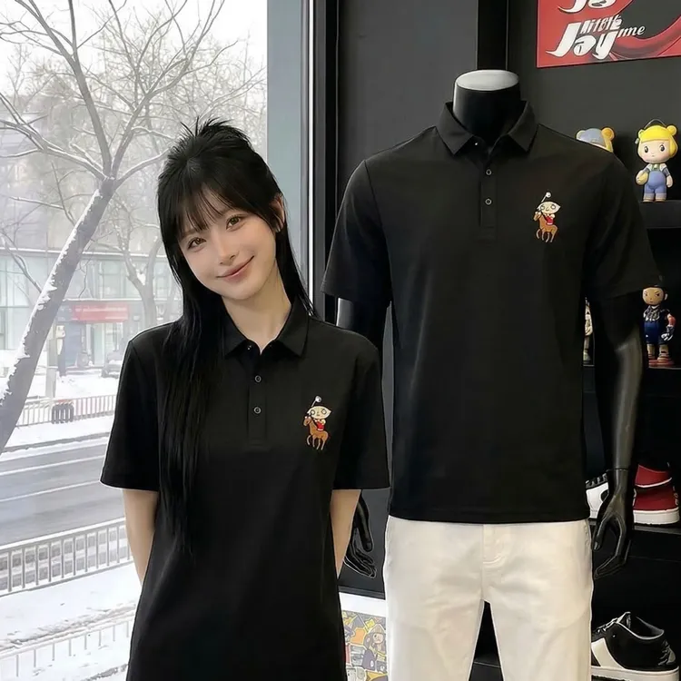 恶搞之家联名【百灵达刺绣】锦氨无痕polo新款衫男女款冰感夏季短袖