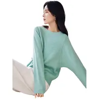 对白简约软糯连肩袖圆领毛衣女春纯色针织上衣DYZB-FDE040