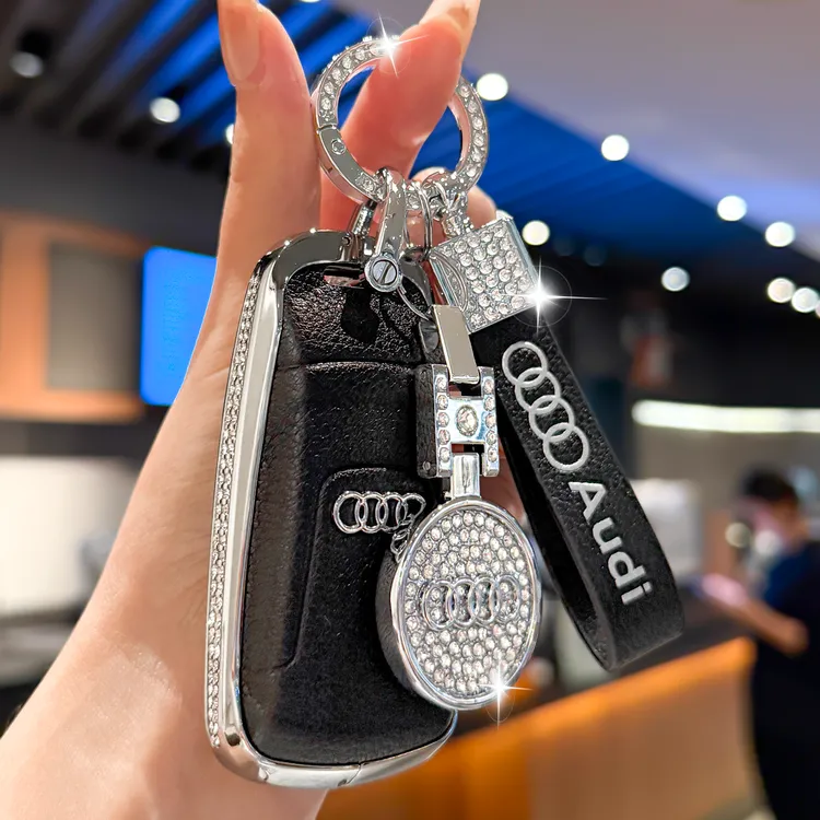 奥迪a4l钥匙套A6L新25/21款q5l汽车钥匙扣a5/Q7高档真皮钥匙包壳