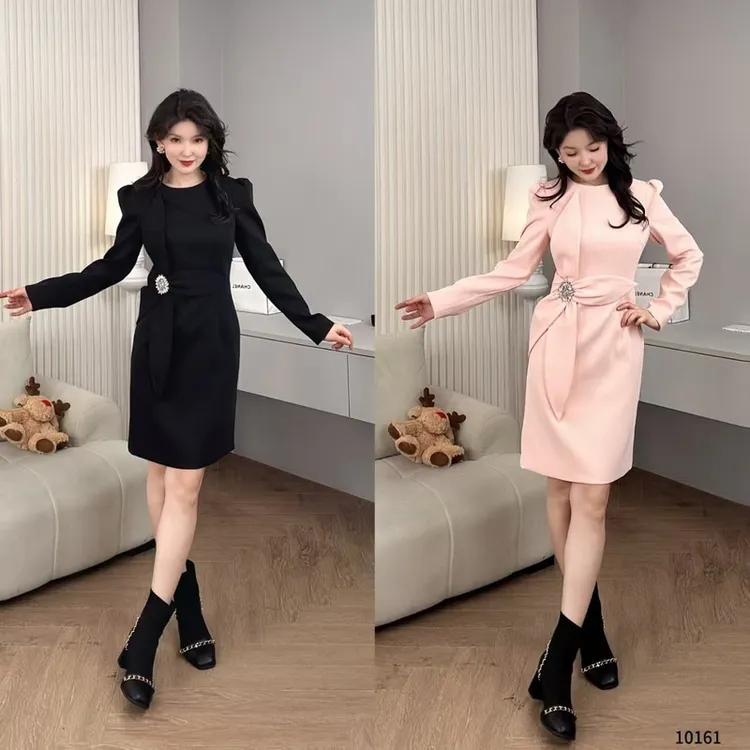 Saeda品牌女装泡泡肩设计感遮肉优雅连衣裙YF10161