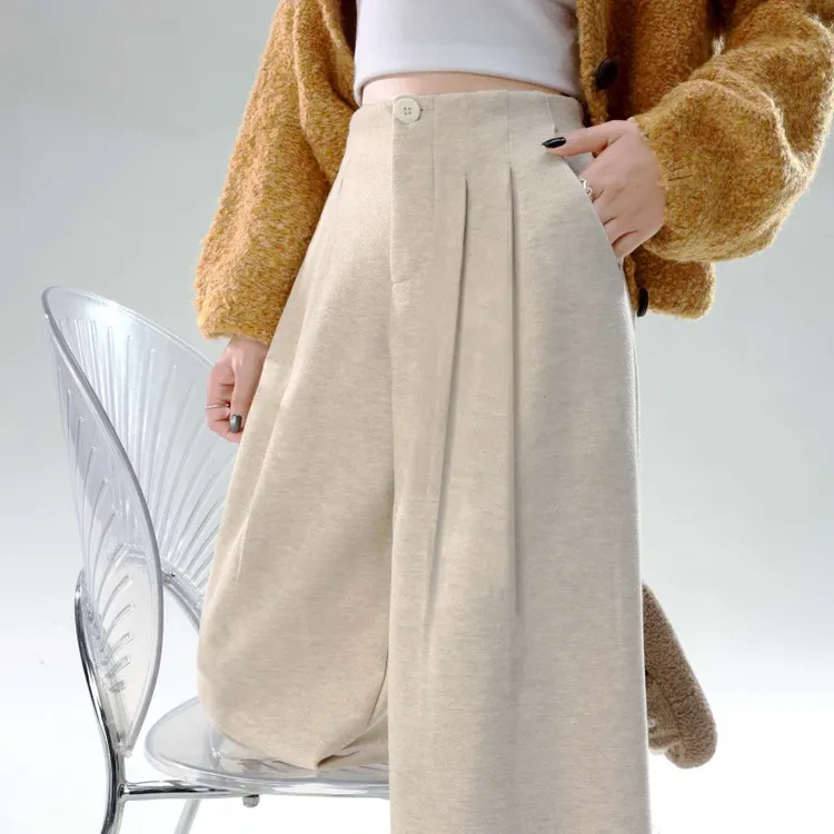 【绵羊毛+运费险】2025秋冬新款阔腿裤垂感高级百搭长裤-H59