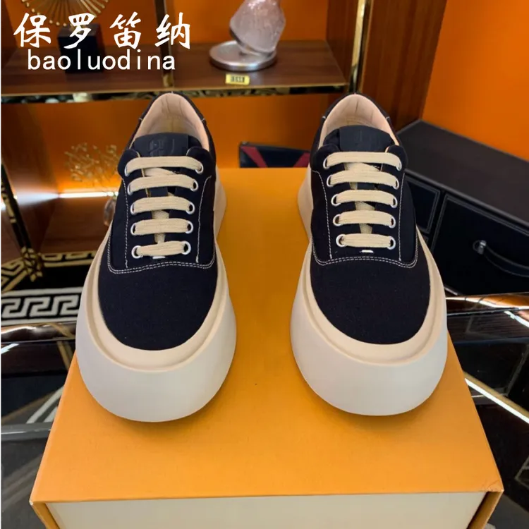 保罗笛纳冬季新款帆布鞋韩版潮流厚底增高小众港风休闲低帮鞋网红