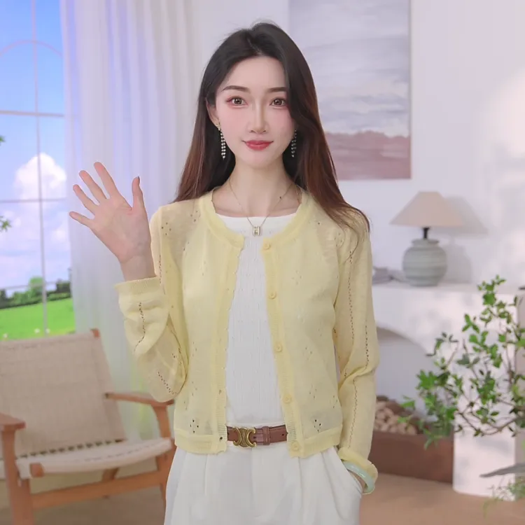 【视频同款】茵曼25秋季新品薄款舒适百搭甜美可爱风格衣服短款镂空
